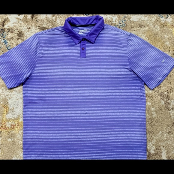 SOLD!!!!! Mens Nike Tour Performance Dri-Fit Golf Polo Purple/Gray Striped XL - Picture 4 of 11